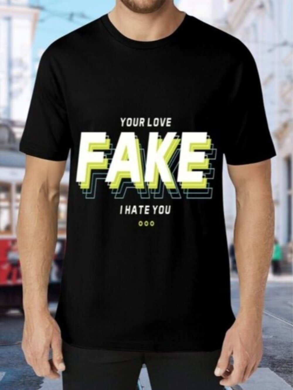 Black Graphic T-Shirt with Bold Text